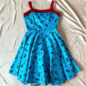 Pinup Couture Kitty Dress, 50’s/ 60’s Style with Circle Skirt. Blue/ Red size XL